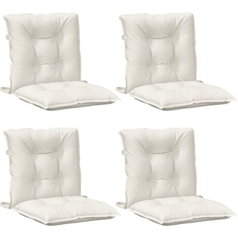 vidaXL Coussins de chaise à dossier bas lot de 4 crème mélangé tissu (1/5)