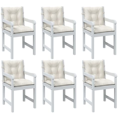 vidaXL Coussins de chaise à dossier bas lot de 6 crème mélangé tissu