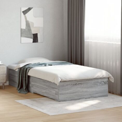 Cadre de lit avec tiroirs sans matelas sonoma gris 90x200 cm vidaXL