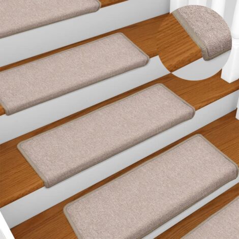 Tapis d'escalier 15 pcs 65x21x4 cm Taupe vidaXL