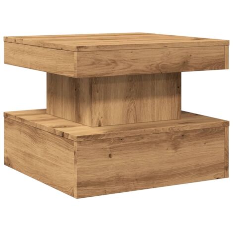 vidaXL Table basse avec lumières LED chêne artisanal 50x50x40 cm