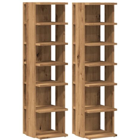 Vidaxl – Armoire à chaussures 2 pcs 28x27x102 cm – Chêne artisanal – Bois d'ingénierie – 6 étagères – Facile à entretenir