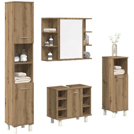 vidaXL Ensemble de meubles salle de bain 4 pcs bois d'ingénierie (1/5)