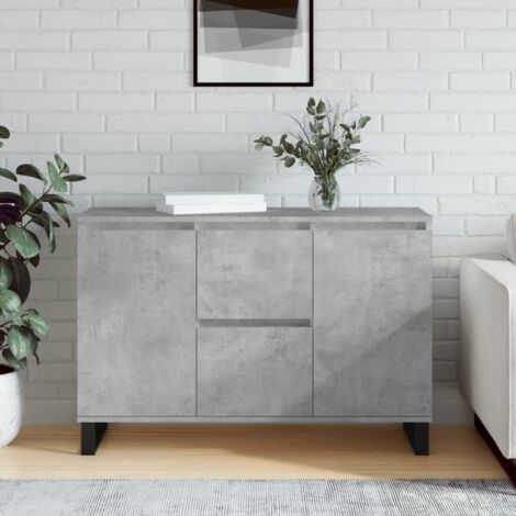 Vidaxl – Buffet en bois d'ingénierie gris béton 104x35x70 cm – Résistant à l'humidité – Pieds en fer pour stabilité – Meuble de rangement moderne