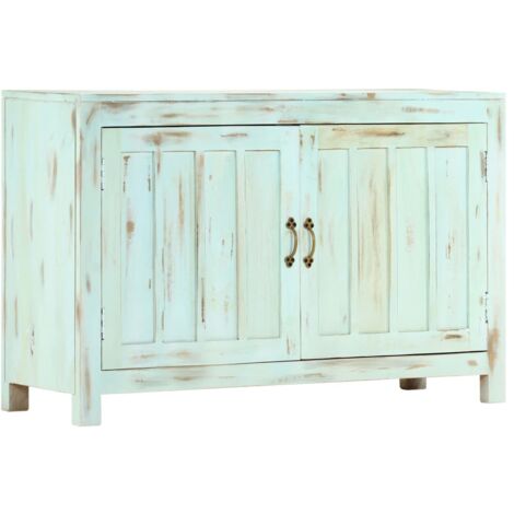Vidaxl – Buffet bleu clair 110x35x70 cm – Bois de manguier massif – 2 portes – Fait main – Style vintage – Article poli et laqué (1/5)