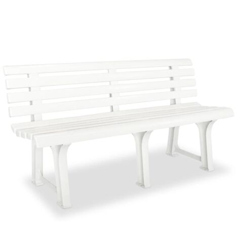 Vidaxl – Banc de jardin 145,5 cm en plastique blanc – Résistant aux intempéries – Design élégant pour espaces extérieurs – Facile à nettoyer