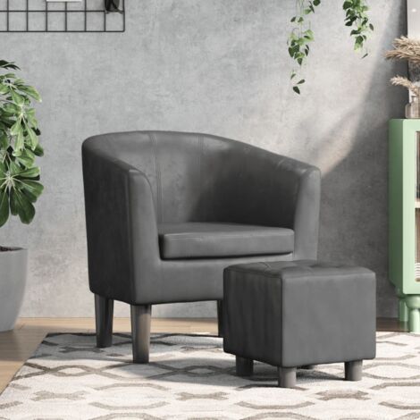 Fauteuil cabriolet avec repose-pied gris similicuir vidaXL720433