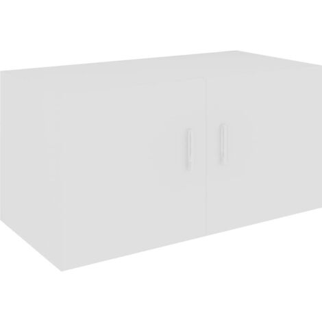 Vidaxl – Armoire murale flottante 80x39x40 cm – Bois d'ingénierie blanc – 2 portes – Fixation murale pour rangement décoratif (1/6)