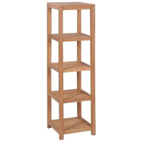 vidaXL Support de rangement de bain 4 niveaux teck massif 42x42x165 cm (1/6)