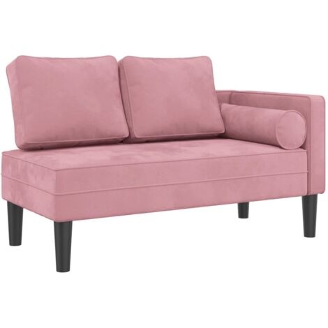 Vidaxl – Chaise longue rose velours – Dimensions 116,5 x 62 x 57,5 cm – Assise en mousse – Coussins inclus pour confort optimal