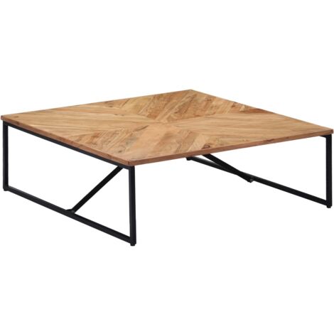 Vidaxl – Table basse fixe 110x110x36 cm – Bois d'acacia solide blanchi – Finition polie et laquée – Fer enduit de poudre pour robustesse