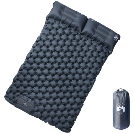 Matelas de camping autogonflant avec oreillers 2 personnes gris vidaXL