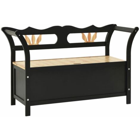 Banc Noir 107x45x75,5 cm Bois de sapin solide vidaXL