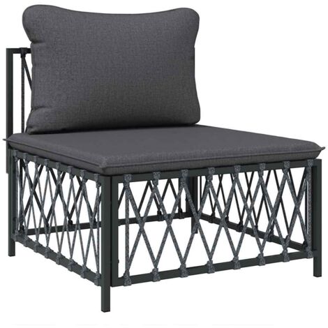 vidaXL Canapé central de jardin avec coussins anthracite tissu tissé