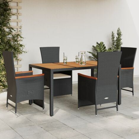 vidaXL Ensemble à manger de jardin coussins 5pcs Noir Résine tressée (1/5)