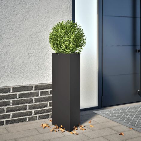 vidaXL Jardinières 2 pcs noir triangulaire 30x26x75 cm acier