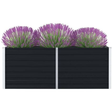 Vidaxl – Jardinière rectangulaire 160 x 80 x 45 cm en acier galvanisé anthracite – Supports intérieurs pour robustesse – Bordures repliées pour sécurité