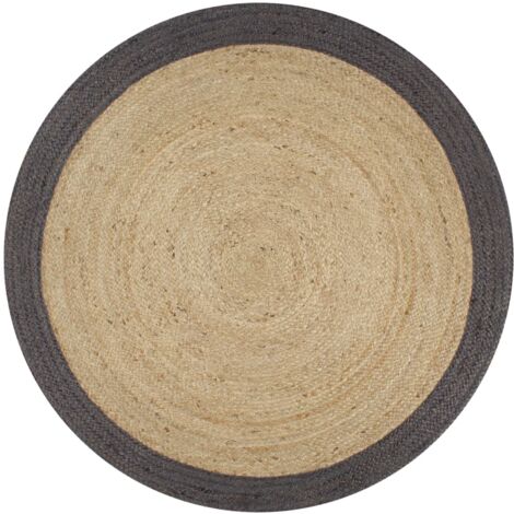 vidaXL Tapis fait à la main Jute avec bord gris foncé 90 cm