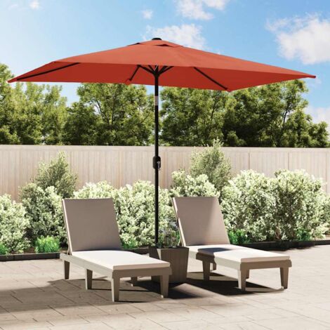 Vidaxl – Parasol droit 300x200 cm terre cuite – Mât en acier de 38 mm – Système à manivelle – Protection anti-UV – 6 nervures pour stabilité