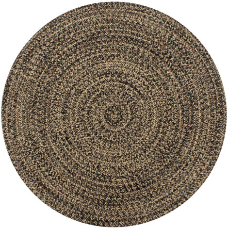 vidaXL Tapis fait à la main Jute Noir et naturel 120 cm