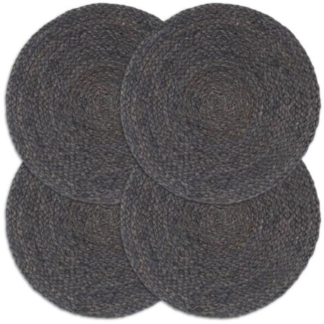 Napperons 4 pcs Gris foncé Plain 38 cm Rond Jute vidaXL