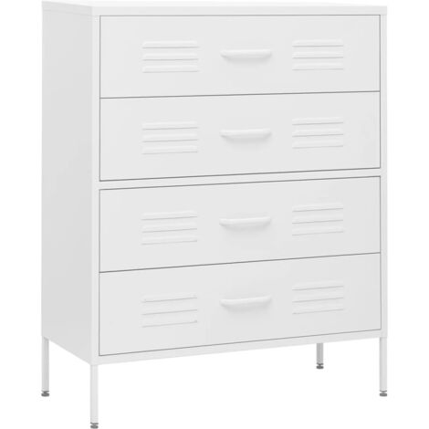 vidaXL Commode Blanc 80x35x101,5 cm Acier (1/10)