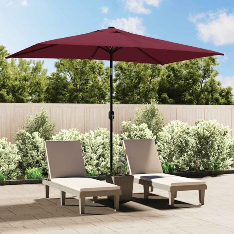 Vidaxl – Parasol droit 300x200 cm rouge bordeaux – Mât en acier 38 mm – Toile polyester anti-UV – Système à manivelle