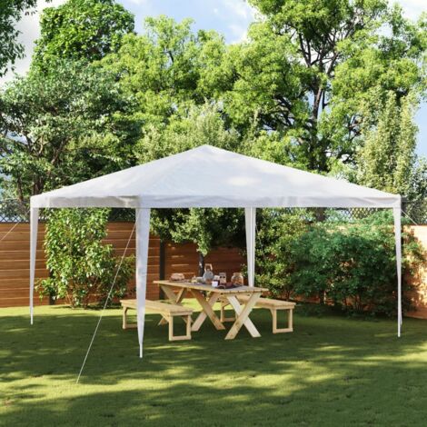 Vidaxl – Tente de réception 4x4 m – Chapiteau blanc en polyéthylène résistant aux UV et à l'eau – Cadre en fer robuste – Assemblage facile