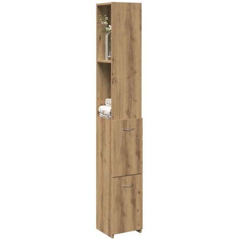 Vidaxl – Armoire murale de salle de bain chêne artisanal 25x25x170 cm – Fixation murale incluse – Capacité de charge 60 kg – Bois d'ingénierie durable