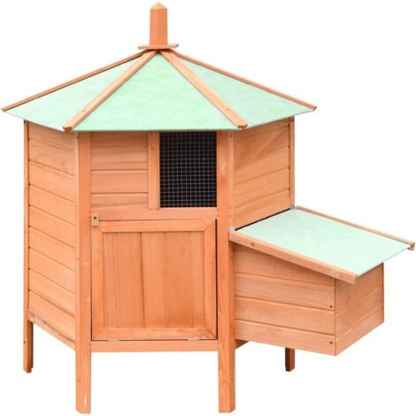 vidaXL Poulailler Bois de pin massif et sapin 126x117x125 cm (1/5)