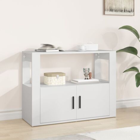 Vidaxl – Buffet blanc 80x30x60 cm en bois d'ingénierie – Grand espace de rangement avec étagère – Résistant à l'humidité et facile à monter