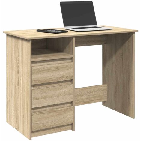 Vidaxl – Bureau droit chêne sonoma 102x50x75 cm – Bois d'ingénierie résistant à l'humidité – Grand espace de rangement – Assemblage requis