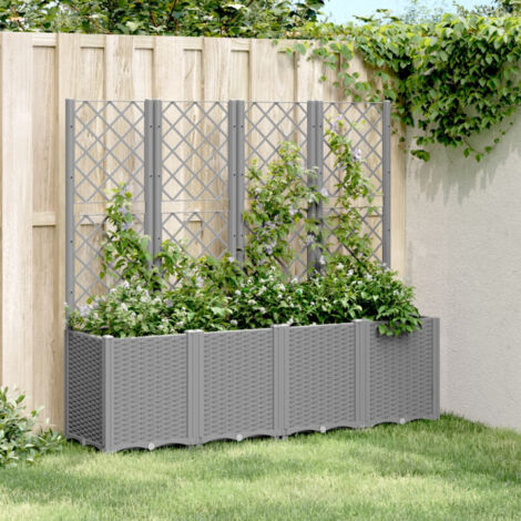 Vidaxl – Jardinière avec treillis 160x40x140 cm – Polypropylène léger et résistant – Conception modulaire pour plantes grimpantes – Couche inférieure pour drainage
