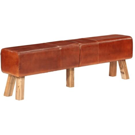 Banc de gymnastique marron 160 cm cuir véritable (1/5)