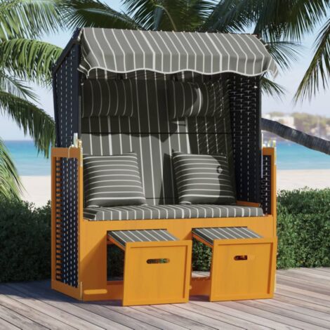 Furniture Limited - Strandkorb avec coussins Résine tressée bois