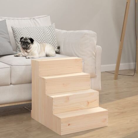 Vidaxl – Escalier pour animaux de compagnie en bois de pin massif 40x49x47 cm – Accès facile pour petits chiens et chats – Montage rapide