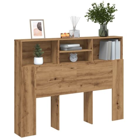 Vidaxl – Tête de lit murale chêne artisanal 140x19x103,5 cm – 4 compartiments de rangement – Fixation murale incluse