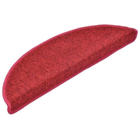 Tapis d'escalier 10 pièces 56 x 17 x 3 cm Rouge Demi-rond vidaXL
