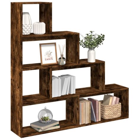 vidaXL Room Divider Bookcase 4-Tier Smoked Oak 143,5x29x143,5 cm Engineered Wood