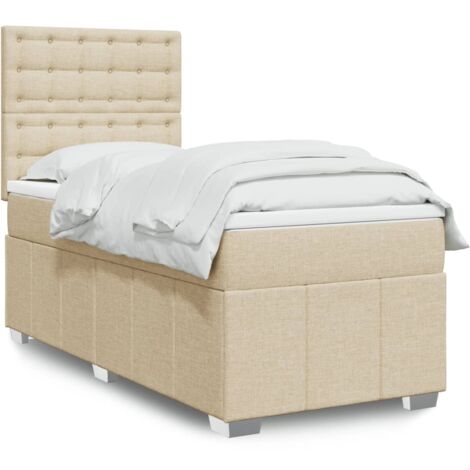 Sommier à lattes de lit et matelas Crème 90x190 cm Tissu vidaXL (1/5)