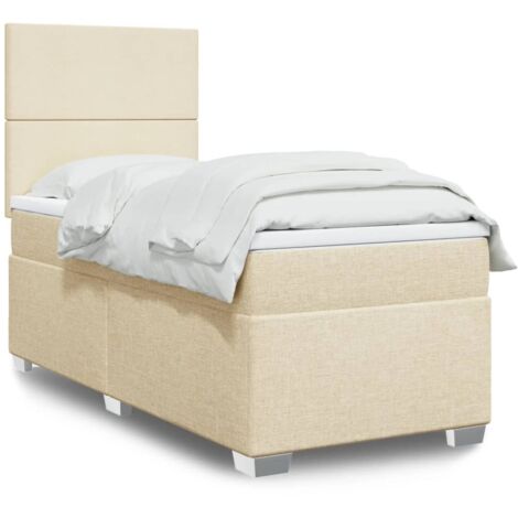 vidaXL Sommier à lattes de lit avec matelas Crème 80x200 cm Tissu (1/5)