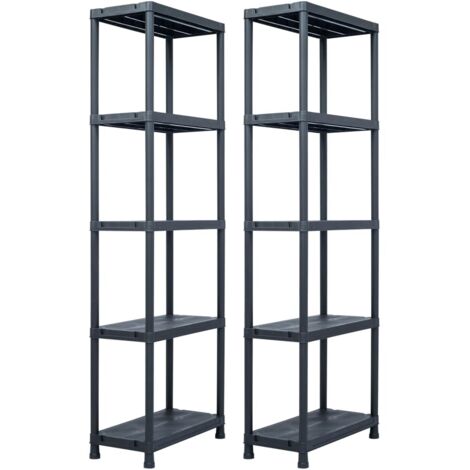 Étagères de rangement 2 pcs Noir 125 kg 60x30x180 cm Plastique vidaXL