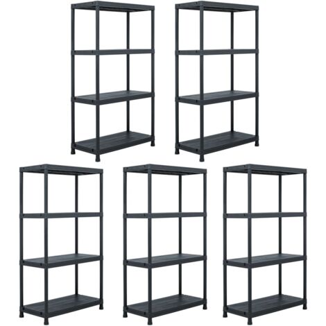 Étagères de rangement 5 pcs Noir 60x30x138 cm Plastique vidaXL