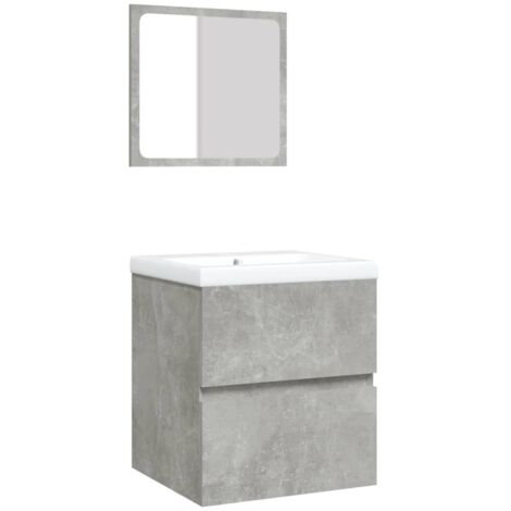 vidaXL Armoire lavabo de salle de bain et bassin et miroir Gris béton (1/5)