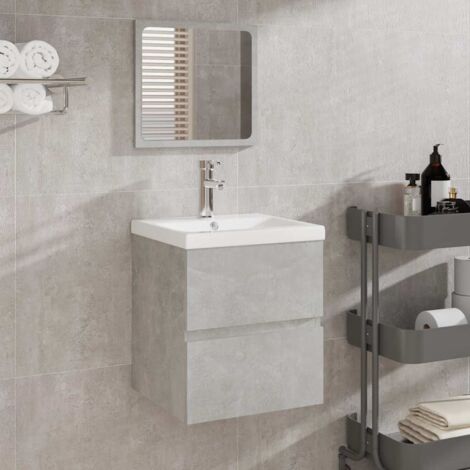 Armoire de bain avec miroir gris béton bois d'ingénierie vidaXL