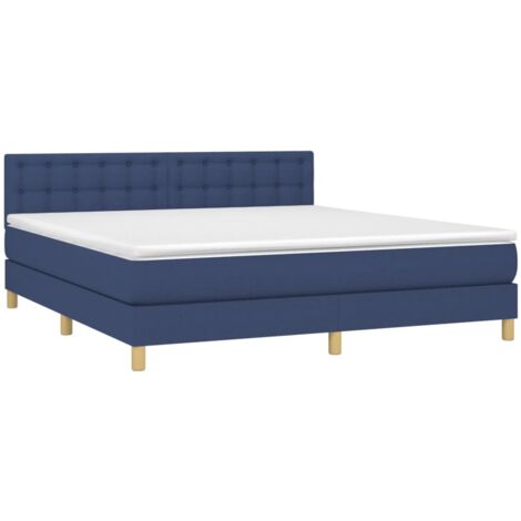 vidaXL Sommier à lattes de lit avec matelas Bleu 180x200 cm Tissu