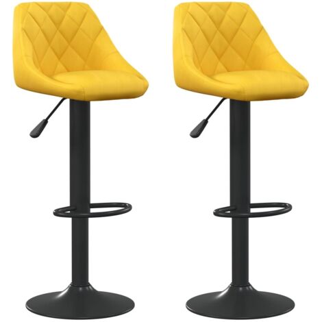Tabourets de bar lot de 2 jaune moutarde velours vidaXL