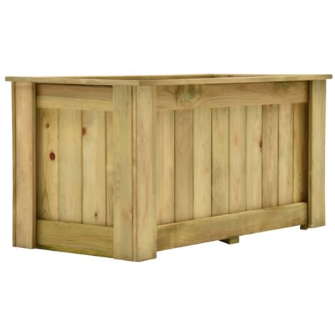 Vidaxl – Jardinière surélevée 100x50x50 cm – Bois de pin imprégné – Résistante aux intempéries – Assemblage facile pour extérieur