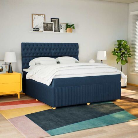 vidaXL Sommier à lattes de lit avec matelas Bleu 180x200 cm Tissu (1/5)