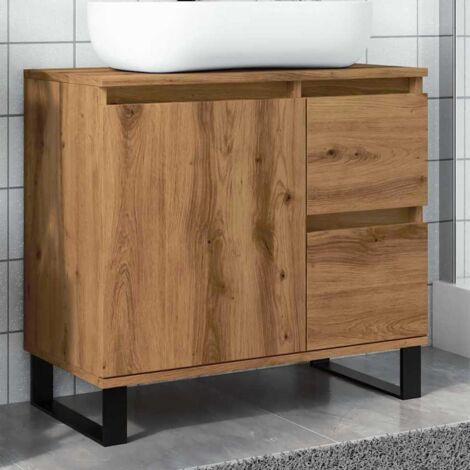 Vidaxl – Armoire murale de salle de bain chêne artisanal 65x33x60 cm – Bois d'ingénierie résistant à l'humidité – Pieds en fer pour stabilité